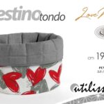 Cestino tondo cesto cesta pane portapane love me cuori bianco rosso grigio 19 cm
