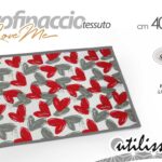 Strofinaccio canovaccio cucina love me cuori bianco rosso grigio tessuto 40*60