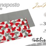 Tovaglietta americana segnaposto rettangolare love me cuori bianco rosso grigio