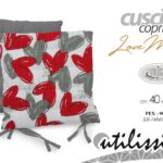 Cuscino coprisedia imbottito cuori cuore rosso grigio cucina moderno 40x40 cm