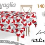 Tovaglia rettangolare cuori rosso grigio cucina moderno amore tessuto 180x140 cm