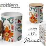 BISCOTTIERA CERAMICA CONTENITORE BISCOTTI TAPPO LEGNO ERMETICO FIORI RM 17*13 cm