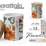 BARATTOLO CAFFè CERAMICA ERMETICO COPERCHIO LEGNO FIORI ROMANTIC 13*10 cm