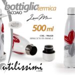 THERMOS BORRACCIA BOTTIGLIA TERMICA ACCIAIO VIAGGIO CAMPEGGIO MARE CUORI 500 ML