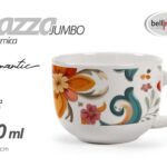 Tazza colazione jumbo latte cereali porcellana fiori color romantico 460 ml