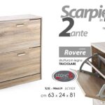 SCARPIERA SLIM MODERNA 2 ANTE DOPPIA A RIBALTA SALVASPAZIO ROVERE h81*63*24 cm
