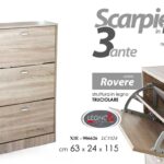SCARPIERA SALVASPAZIO 3 ANTE DOPPIE VERTICALE PORTA SCARPE ROVERE H115*L63*P24