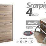 SCARPIERA 4 ANTE SLIM SALVASPAZIO DOPPIE RIBALTA LEGNO MODERNA ROVERE H150*63*24