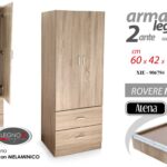 ARMADIO GUARDAROBA MODERNO VESTITI 2 ANTE 2 CASSETTI LEGNO ROVERE 180*60*42 cm