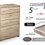 CASSETTIERA 5 CASSETTI MODERNA SETTIMINO NATUR ROVERE LEGNO RINFORZ 101*68*40cm