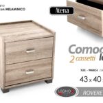 COMODINO MODERNO LEGNO 2 CASSETTI SALVASPAZIO ROVERE Melaminico H44*L43*P40 CM