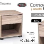 COMODINO MODERNO 1 CASSETTO RIPIANO SALVASPAZIO ROVERE NATURALE LEGNO 44*40*36cm