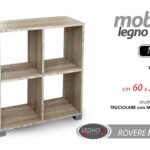 LIBRERIA SCAFFALE CUBO MOBILETTO BASSO MOBILE MODERNO ROVERE NATU LEGNO 68*60*24