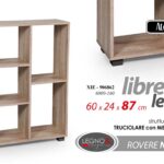 LIBRERIA SCAFFALE SALVASPAZIO MODERNA 5 RIPIANI BASSO ROVERE NATURALE h87*60*24