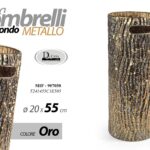 PORTA OMBRELLI METALLO TONDO RILIEVO DORATO CLASSICO MODERNO ORO BRONZO 55*20 cm