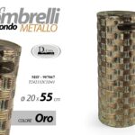 PORTA OMBRELLI METALLO ANTICATO TONDO RILIEVO CLASSICO MODERNO ORO BRONZO 55*20