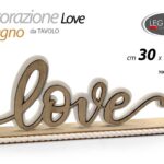 DECORAZIONE DA TAVOLO PARETE SCRITTA LEGNO FRASE LOVE AMORE CUORE 30*12*4 CM