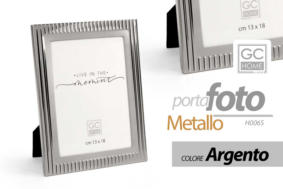 8025569907357 CORNICE PORTAFOTO DA TAVOLO FOTO MODERNO CLASSICO COLOR ARGENTO RIGATO 10*15 cm - immagine 1
