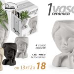 VASO RAGAZZA VOLTO DONNA CACHEPOT CERAMICA CLASSICO MODERNO VINTAGE COLOR 18 CM