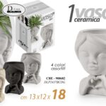 VASO CUORE RAGAZZA VOLTO DONNA CACHEPOT CERAMICA CLASSICO MODERNO VINTAGE 18 CM