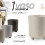 VASO PIANTE FIORI RILIEVO FOGLIE CERAMICA SATINATO CLASSICO MODERNO ASS 16 cm