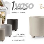 VASO PIANTE FIORI RILIEVO FOGLIE CERAMICA SATINATO CLASSICO MODERNO ASS 13 cm