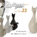 GATTO ARTISTICO SOPRAMMOBILE BOMBONIERA SCULTURA CERAMICA MODERNO COLOR AS 23cm