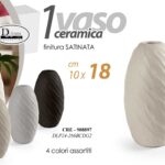 VASO FIORI SATINATO DESIGN CERAMICA CLASSICO MODERNO VINTAGE ONDULATO C ASS 18cm