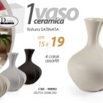 VASO COLLO STRETTO FIORI SATINATO SOTT CERAMICA CLASSICO MODERNO VINTAGE 19*15cm