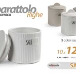 BARATTOLO SALE CUCINA CERAMICA BIANCO GRIGIO BEIGE MODERNO RIGHE CRE 12*10cm