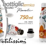 THERMOS BORRACCIA BOTTIGLIA TERMICA ACCIAIO VIAGGIO CAMPEGGIO MARE FIORI 750 ML
