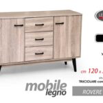 MOBILE SALOTTO CUCINA INGRESSO CREDENZA ROVERE NATURALE ANTE CASSETTI 120*38*h80