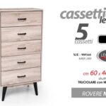 CASSETTIERA 5 CASSETTI MODERNA SETTIMINO NATURALE ROVERE PIEDI LEGNO 118*60*40cm