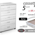 CASSETTIERA 5 CASSETTI MODERNA SETTIMINO ROVERE BIANCO LEGNO RINFORZ 101*68*40cm
