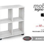 LIBRERIA SCAFFALE CUBO MOBILETTO BASSO MOBILE MODERNO BIANCO LEGNO 68*60*24cm
