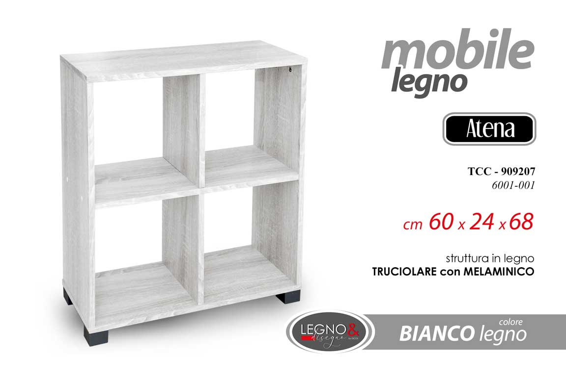 8025569909207 LIBRERIA SCAFFALE CUBO MOBILETTO BASSO MOBILE MODERNO BIANCO LEGNO 68*60*24cm - immagine 1