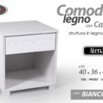 COMODINO MODERNO 1 CASSETTO RIPIANO SALVASPAZIO ROVERE BIANCO LEGNO 44*40*36 cm