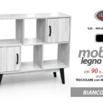LIBRERIA MOBILETTO SALVASPAZIO MODERNO SCAFFALE BASSO SLIM ROVERE h80*90*30 cm