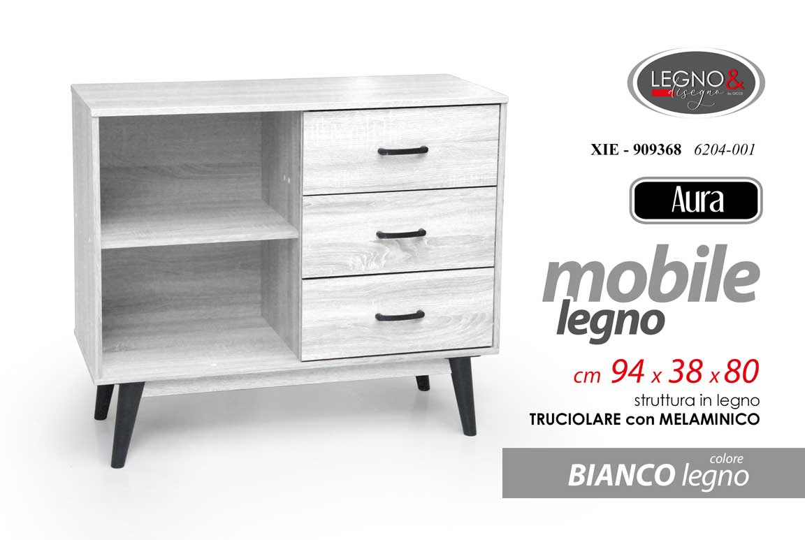 8025569909368 MOBILETTO SALVASPAZIO MODERNO BASSO LIBRERIA CASSETTIERA ARMADIETTO 94*38*h80 cm - immagine 1