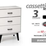 CASSETTIERA 3 CASSETTI COMODINO SETTIMINO MODERNO NERO BIANCO LEGNO 80*60*40 cm