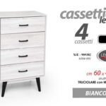 CASSETTIERA MODERNA 4 CASSETTI CAMERA SOGGIORNO ROVERE BIANCO LEGNO h99*60*40 cm