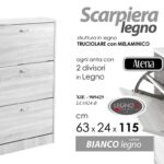 SCARPIERA SALVASPAZIO 3 ANTE DOPPIE VERTICALE SCARPE BIANCO LEGNO 115*63*24 cm