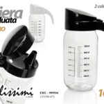 OLIERA GRADUATA VETRO BOTTIGLIA OLIO DOSATORE TAPPO MANICO COLOR ASS 1 LIT 21 cm