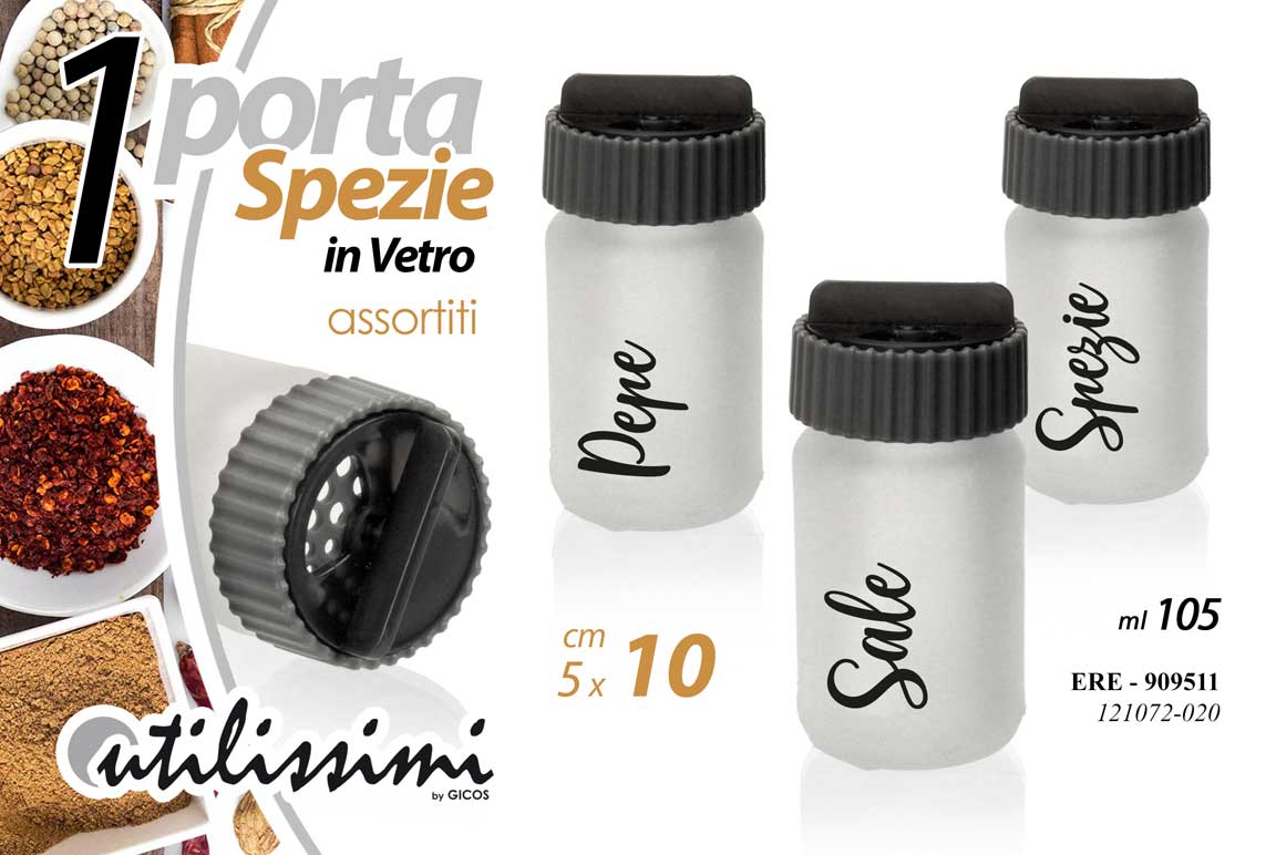 8025569909511 PORTA SPEZIE VETRO SALE PEPE SPEZIE DOSATORE BARATTOLO CONTENITORE CUCINA 105 ML - immagine 1
