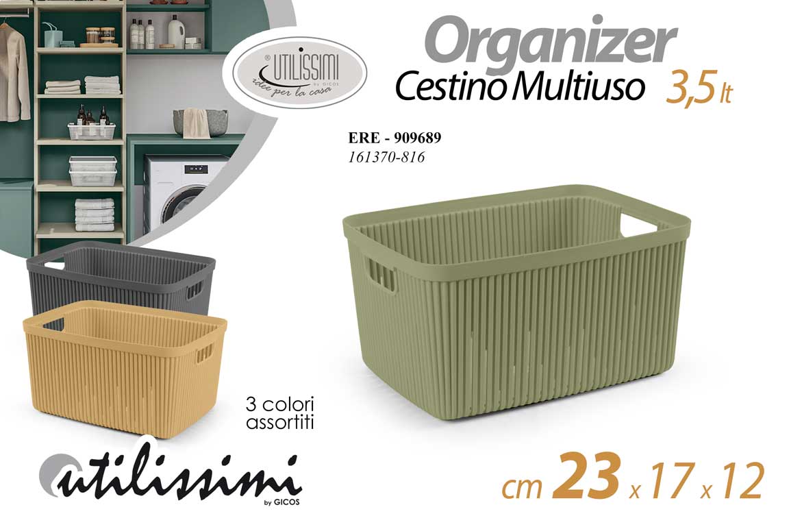 8025569909689 Organizer armadio bagno cucina cesto effetto rigato plastica ass 23*17*12 cm - immagine 1