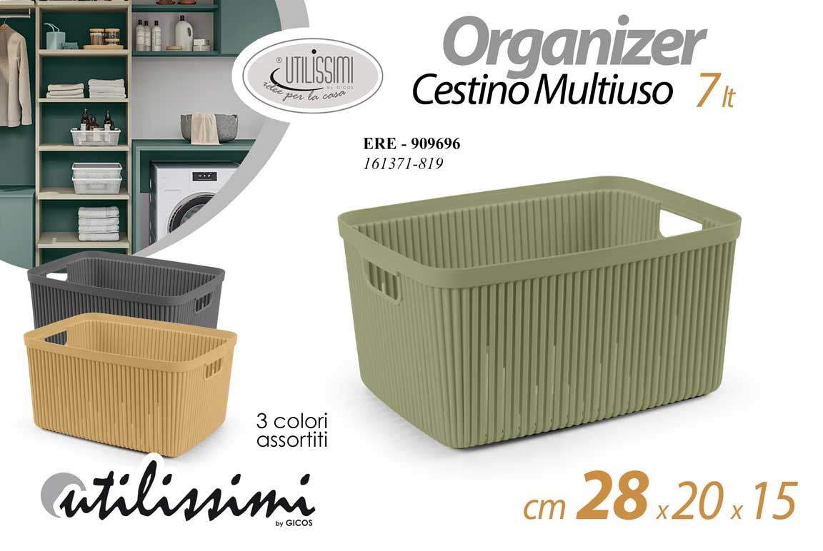 8025569909696 Organizer armadio bagno cucina cesto effetto rigato plastica ass 28*20*15 cm - immagine 1