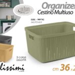 Organizer armadio bagno cucina cesto effetto rigato plastica ass 36x26x17 cm