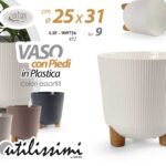 VASO MODERNO CON PIEDI PIANTE GRASSE FIORI SEMI VIVAI PLASTICA 9 LIT 31*25 cm