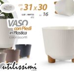 VASO MODERNO CON PIEDI PIANTE GRASSE FIORI SEMI VIVAI PLASTICA 16L ASS 31*29,5CM