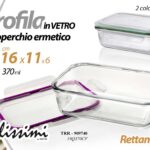 Pirofila forno frigo vetro coperchio ermetico porta pranzo rettangolare 16*11*6